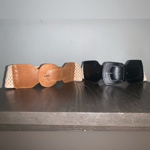 TWO PACK!! Women’s Belts Brown & Black w/ Knit